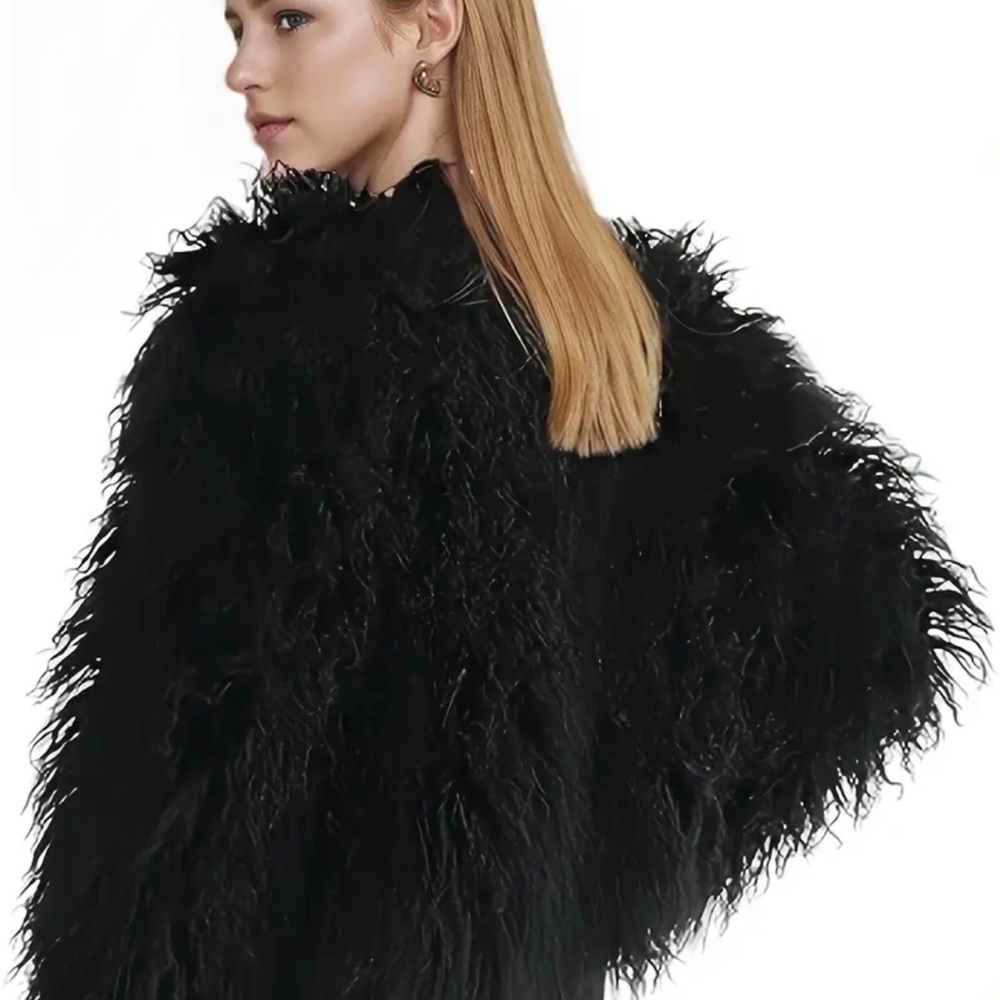 Women's Chic Black Faux Fur Jacket NEW US Size M - Picture 3 of 7